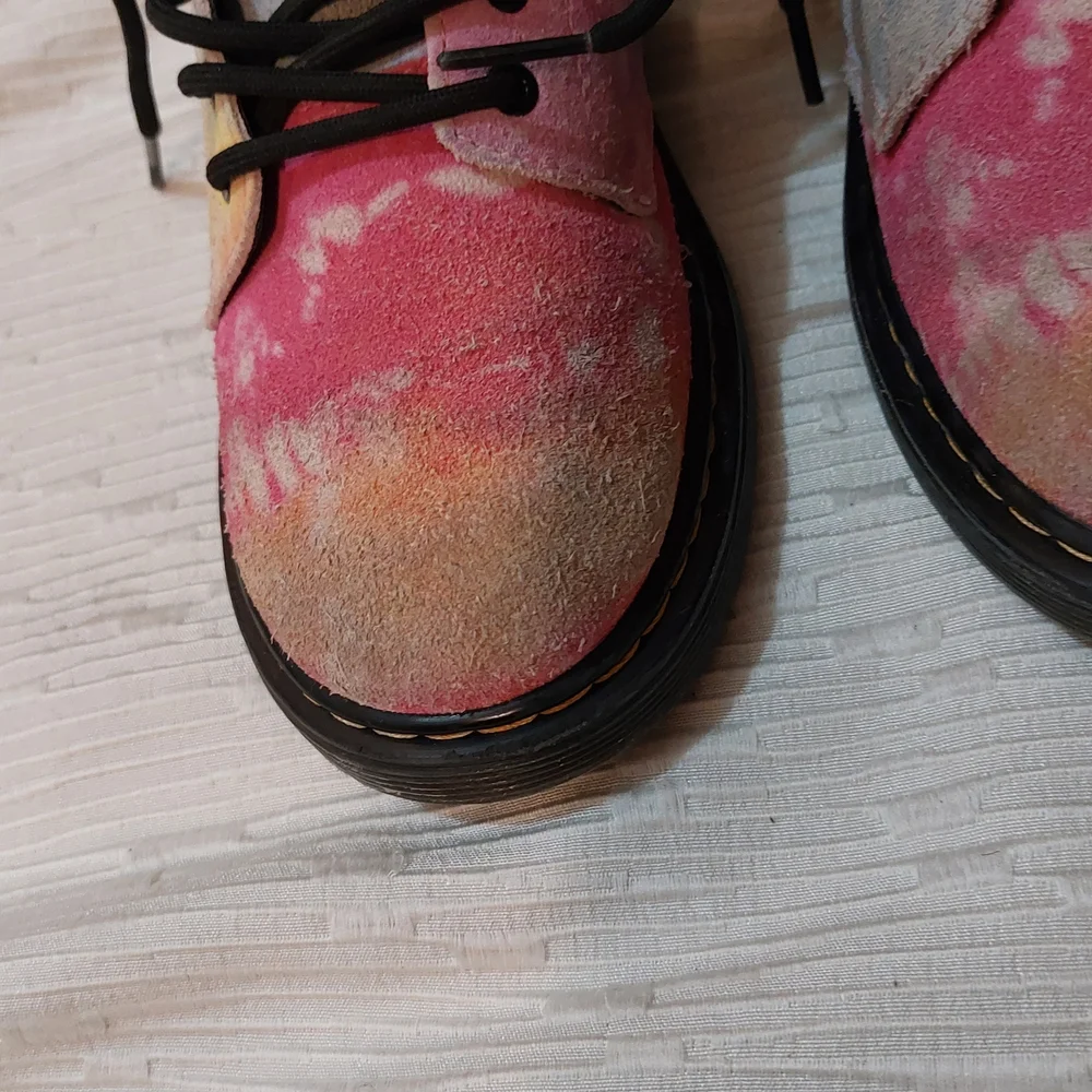 Dr. Martens Kids Pink and Orange Tie-Dye Boots Size 3